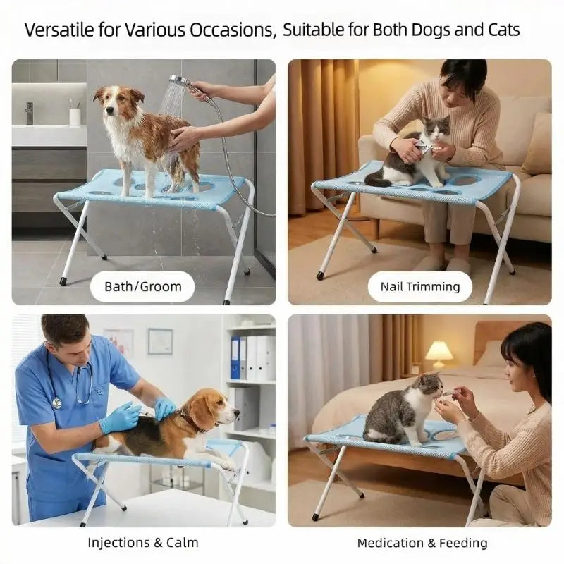 Portable Dog Bath & Grooming Stand — Foldable, Non-Slip Mesh