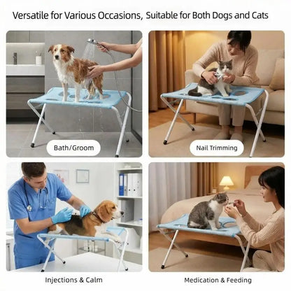 Portable Dog Bath & Grooming Stand — Foldable, Non-Slip Mesh