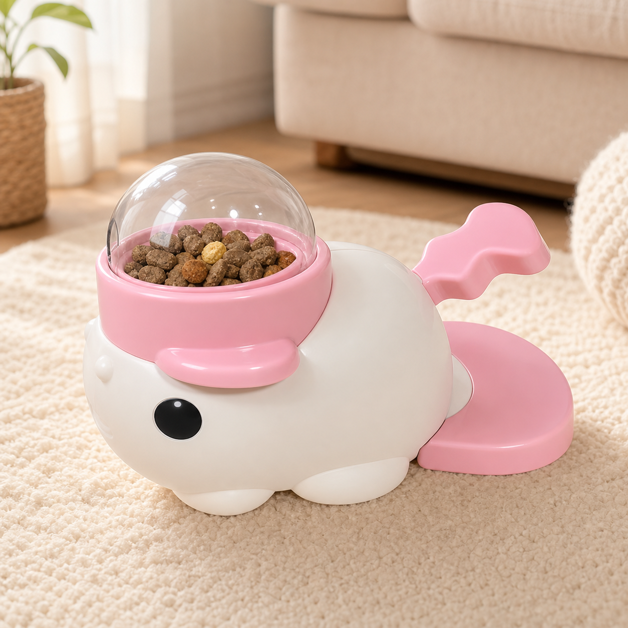 SnuggleMutt fish treat puzzle feeder in Pink